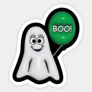 Girl Ghost with Green Balloon Sticker